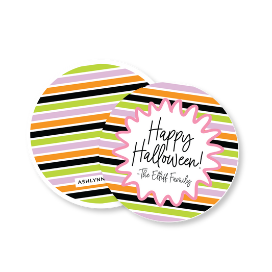 Halloween Stripe Circle Gift Tag