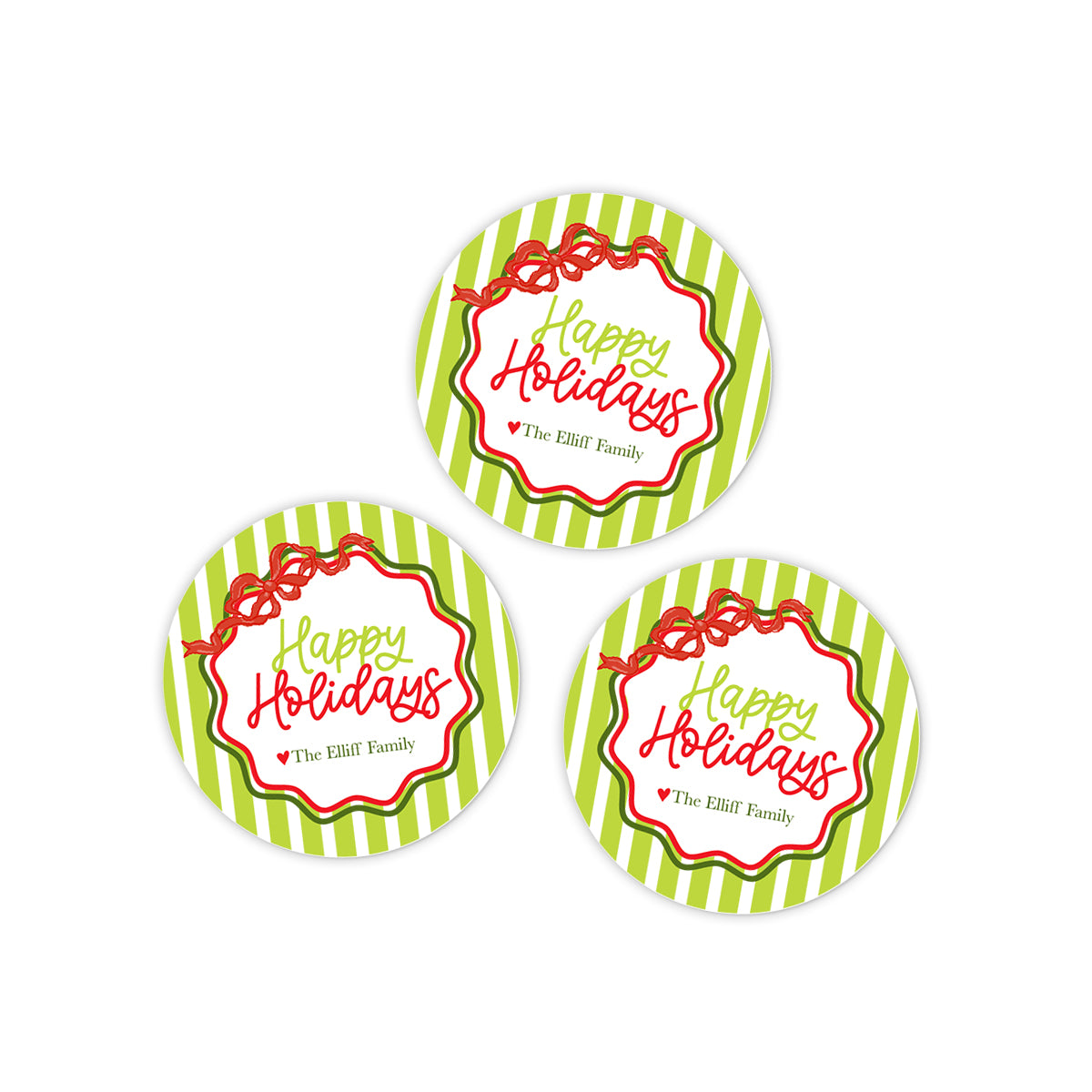 Stripes & Bow Holiday Stickers