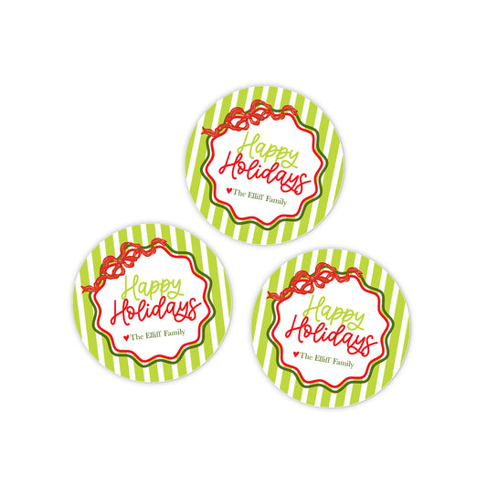 Stripes & Bow Holiday Stickers