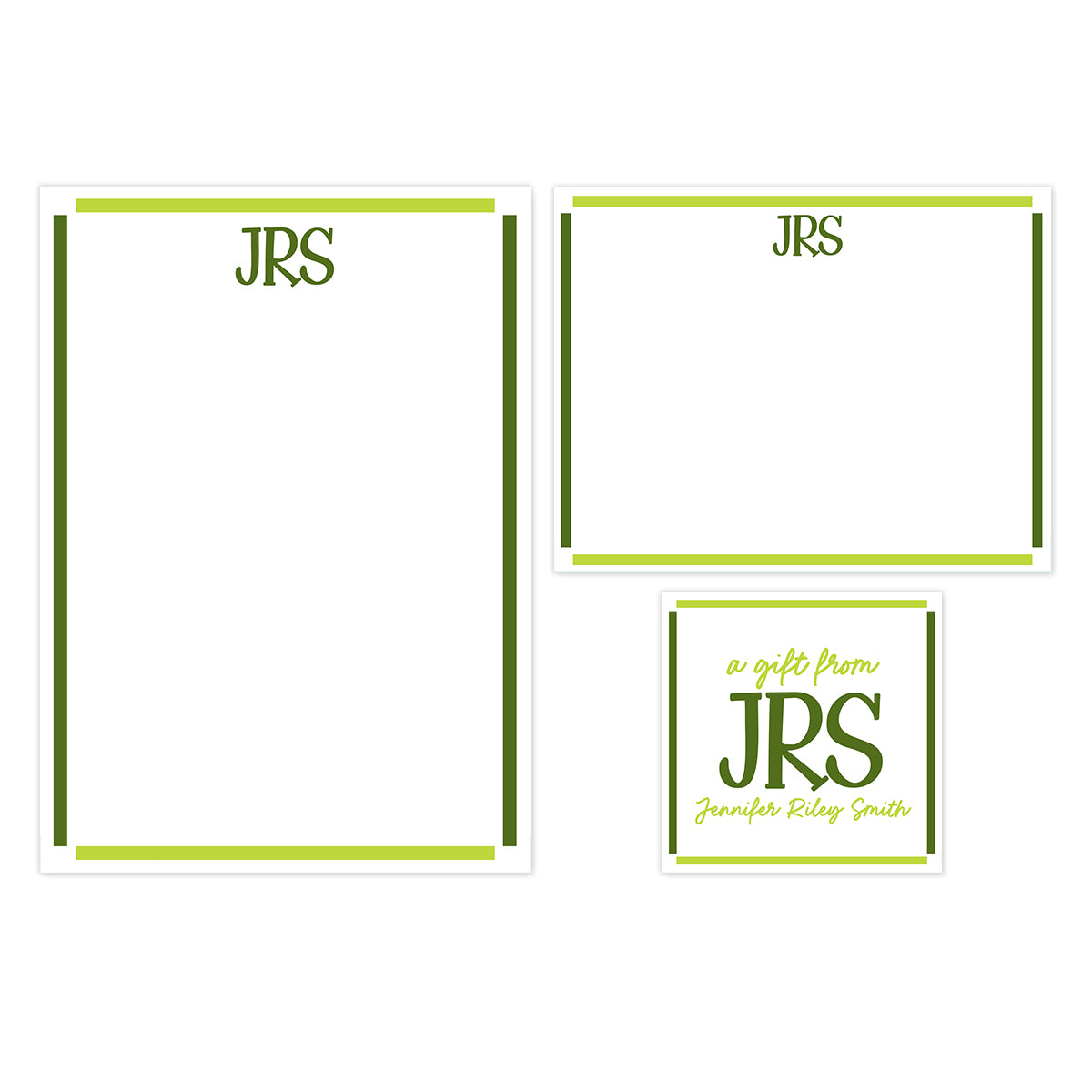 Striped Monogram (Notepad, Stationery & Gift Card) Gift Set
