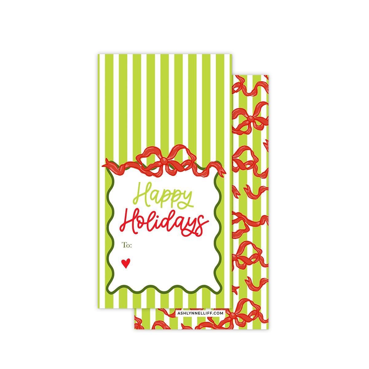 Stripes & Bows Rectangle Holiday Gift Tag