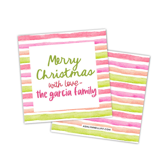 Colorful Stripes Holiday Gift Tag
