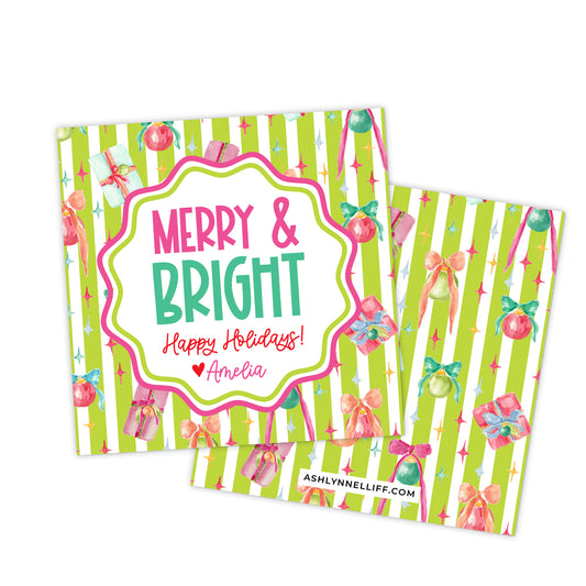 Stripes & Ornaments Holiday Gift Tag
