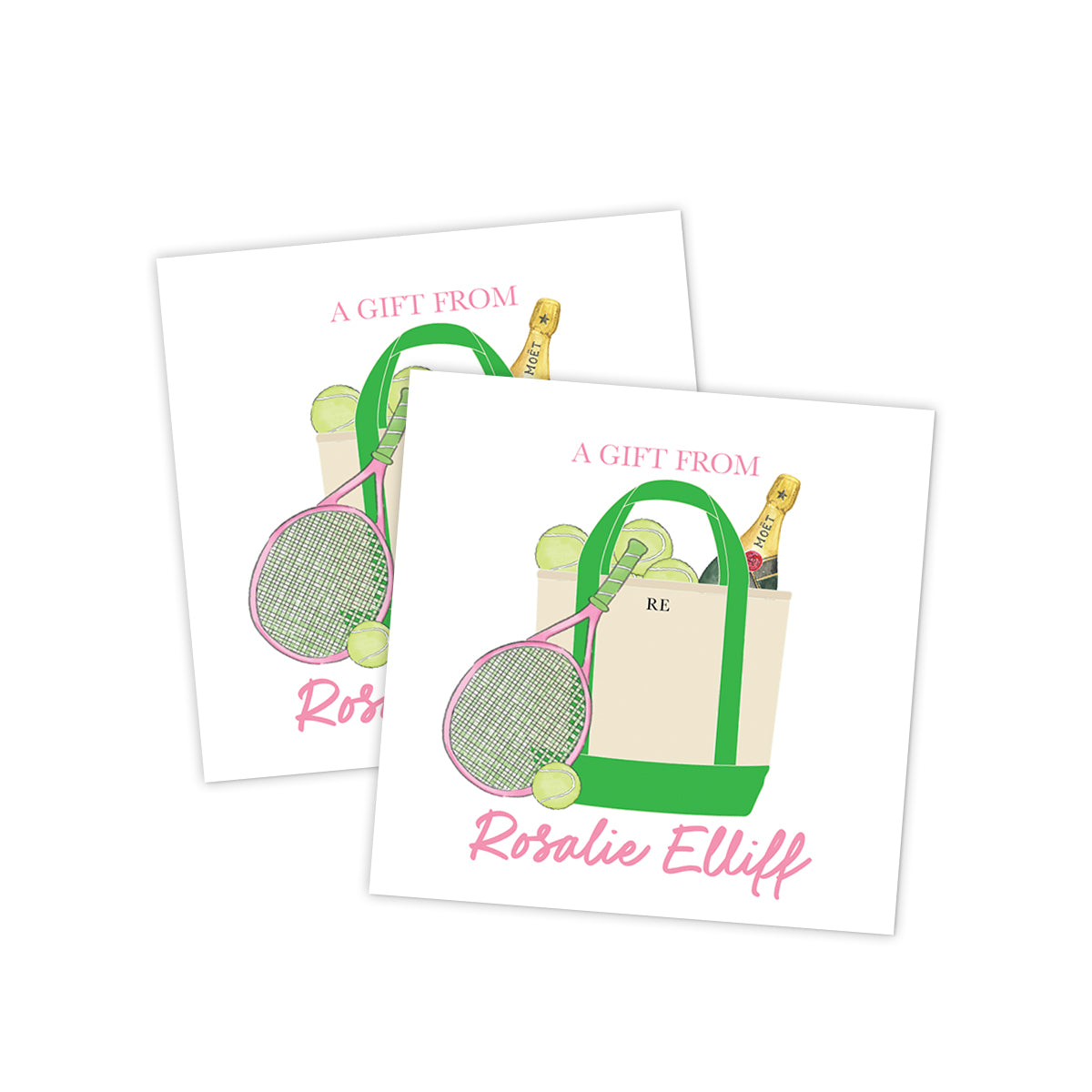 Tennis Bag & Champagne Country Club Gift Tag