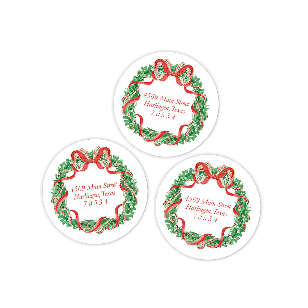 Wreath Return Address Holiday Stickers
