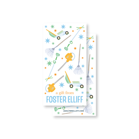 Yard Tools Rectangle Gift Tag