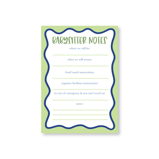 Babysitter Notes Squiggle Notepad