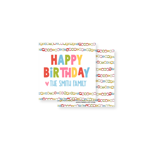 Happy Birthday Paper Chains Gift Tag