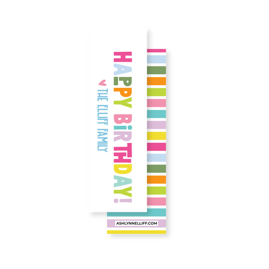 Happy Birthday! Colorful Extra Skinny Gift Tags