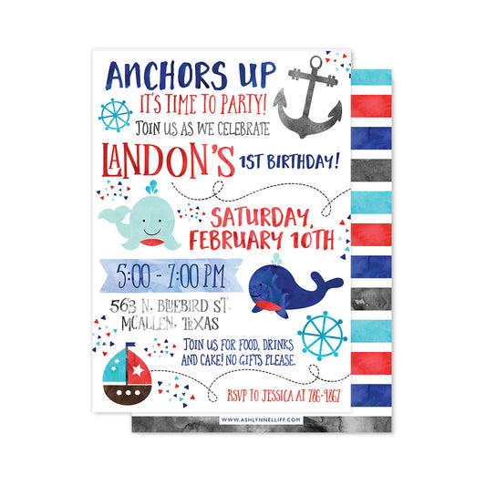 Anchors Up Party Invitation