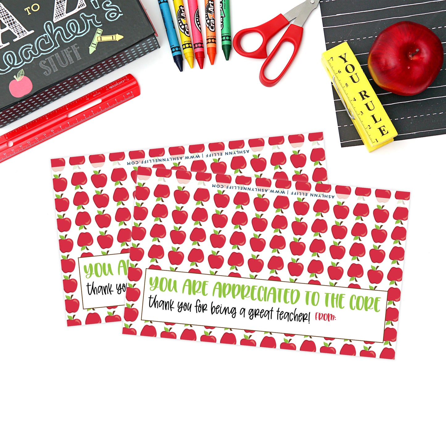 Printable (Instant Download) Apple Teacher Appreciation Goodie Bag Toppers