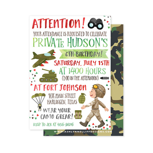 Army (Camo) Party Invitation
