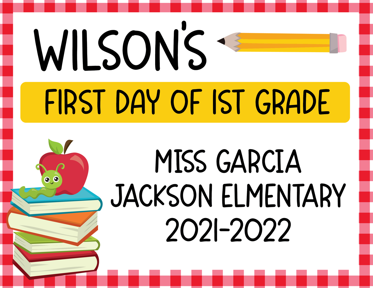 Editable | Instant Download: Back to School Sign (Red Gingham)
