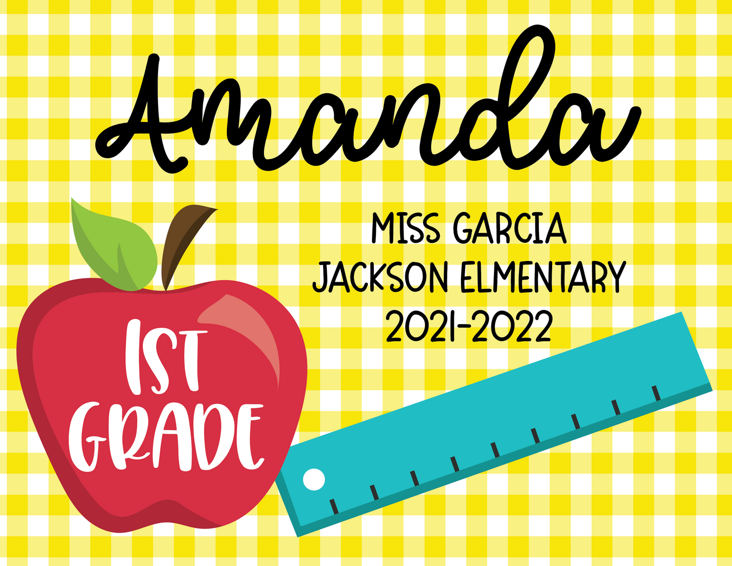 Editable | Instant Download: Back to School Sign (Yellow Gingham)