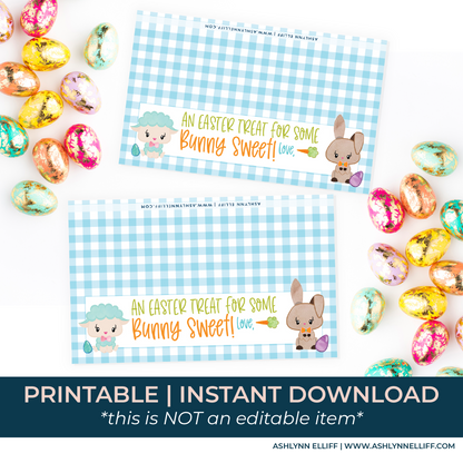 Printable (Instant Download) Blue From Some Bunny Sweet Goodie Bag Toppers