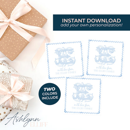 Printable (Instant Download) Everyday Monogram Gift Tags *TWO COLORS*