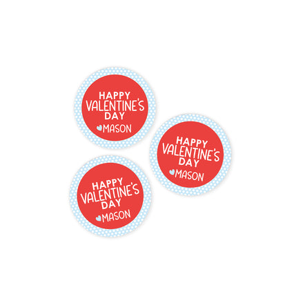 Blue Polka Dot Valentines Day Stickers