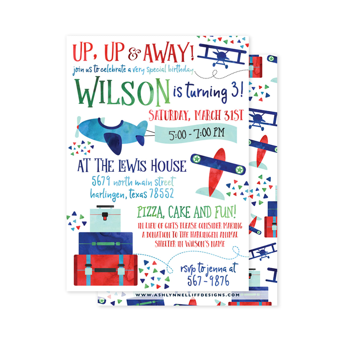 Up, Up & Away (Airplane) Party Invitation
