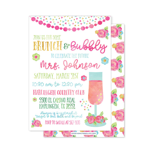 Brunch & Bubbly Bridal Shower Party Invitation