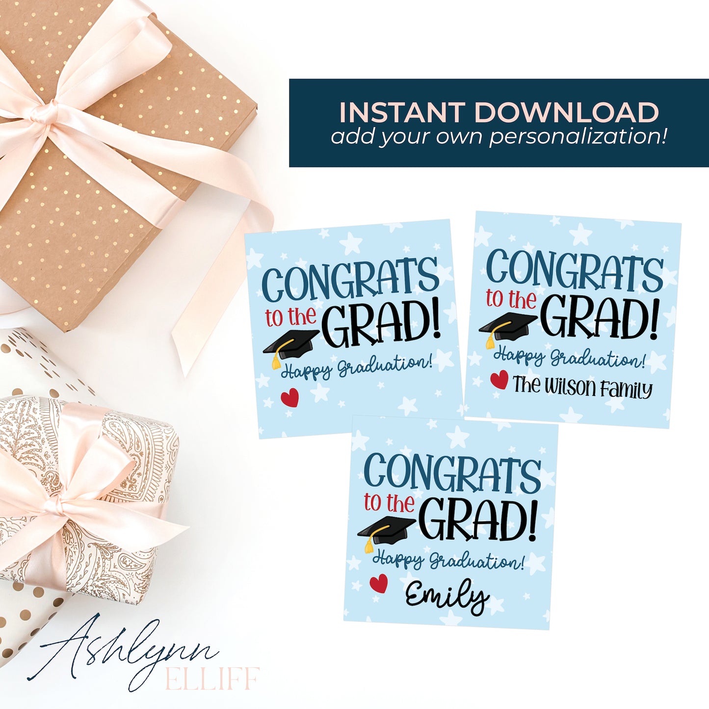 Printable (Instant Download) Congrats Grad Gift Tags