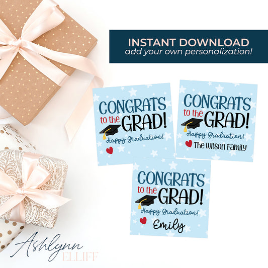 Printable (Instant Download) Congrats Grad Gift Tags