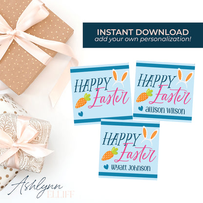 Printable (Instant Download) Happy Easter Blue Gift Tags
