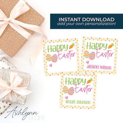 Printable (Instant Download) Happy Easter Confetti Gift Tags