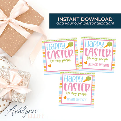 Printable (Instant Download) Easter Peeps Stripes Gift Tags
