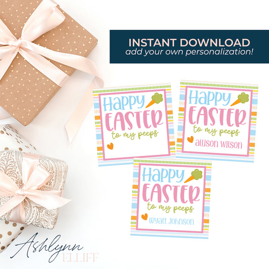 Printable (Instant Download) Easter Peeps Stripes Gift Tags