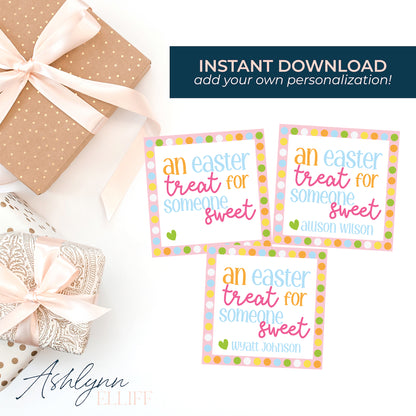 Printable (Instant Download) Easter Treat Polka Dot Gift Tags
