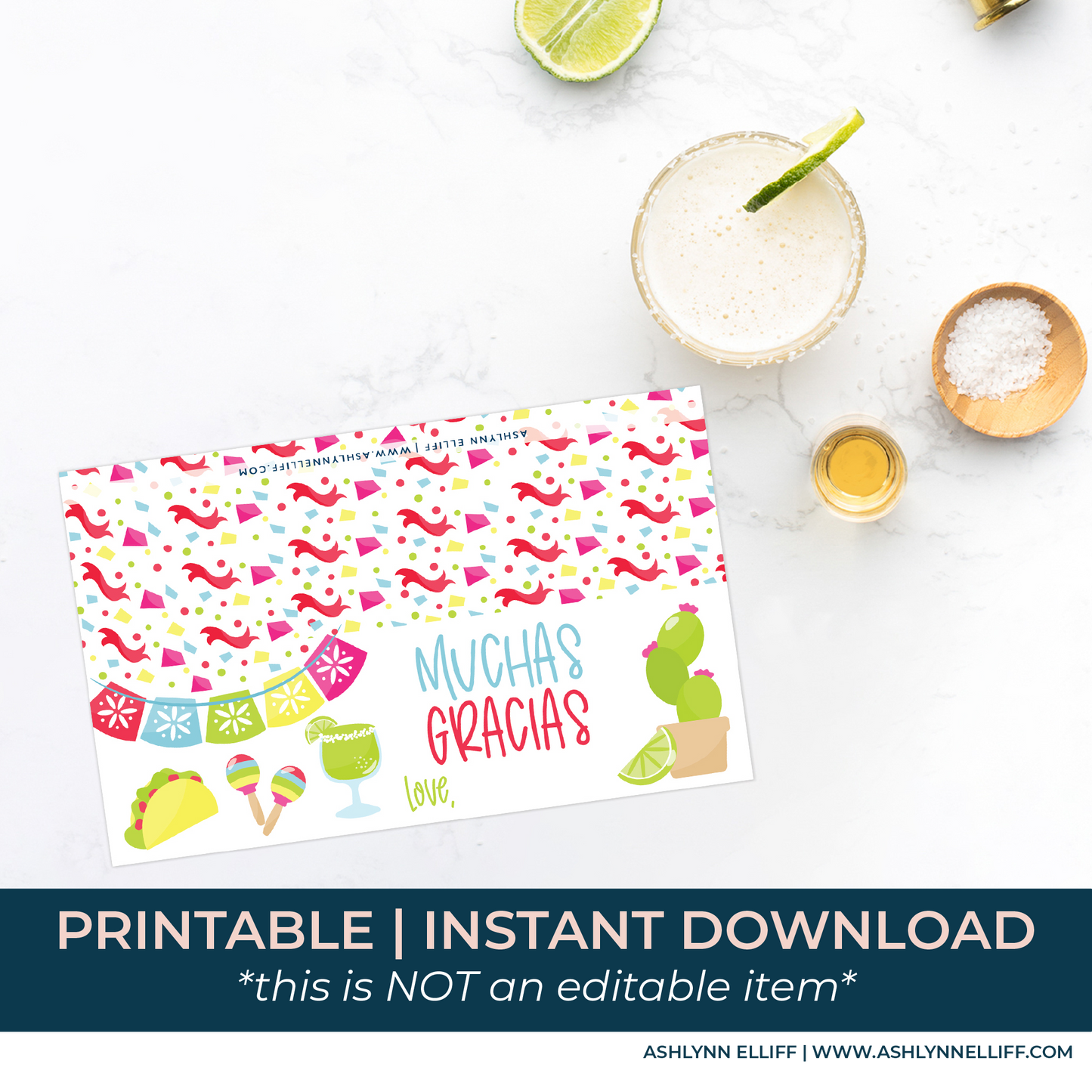 Printable (Instant Download) Muchas Gracias Fiesta Goodie Bag Toppers