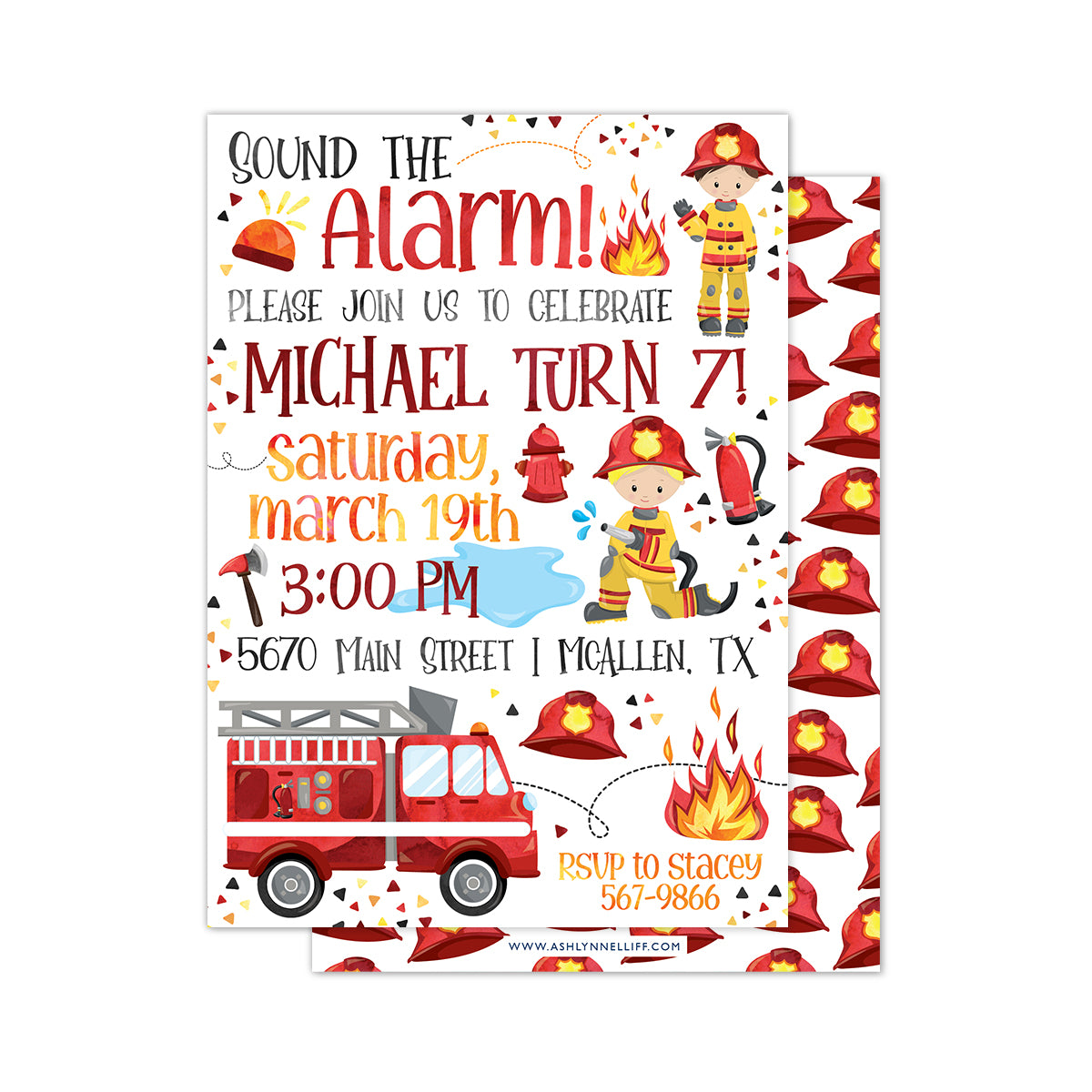 Sound the Alarm (Fire Truck) Party Invitation
