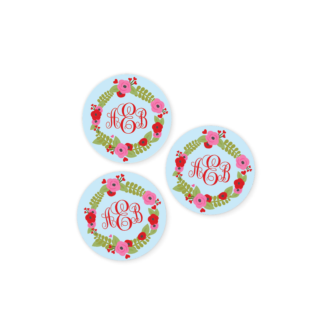 Floral Monogram Valentines Day Stickers
