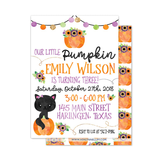 Floral Pumpkin Party Invitation