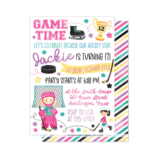 Girl Hockey Party Invitation