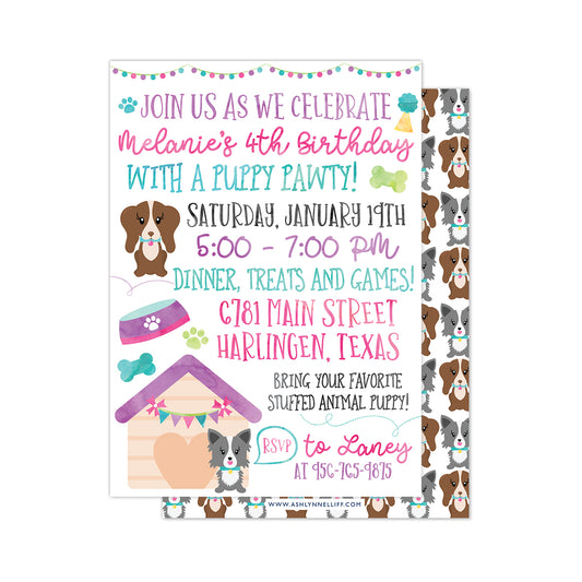 Girly Pawty Party Invitation