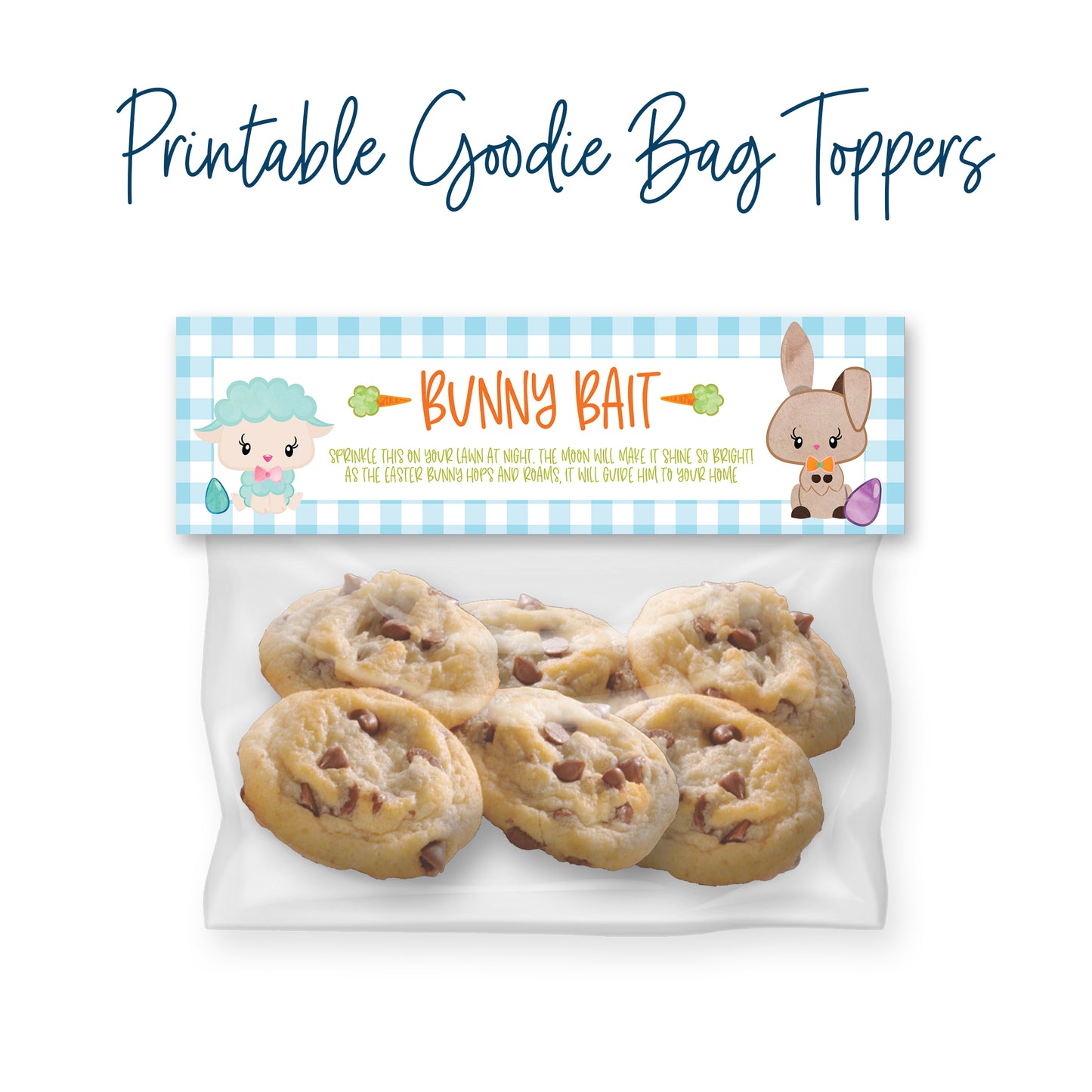 Printable (Instant Download) Orange Bunny Bait Goodie Bag Toppers