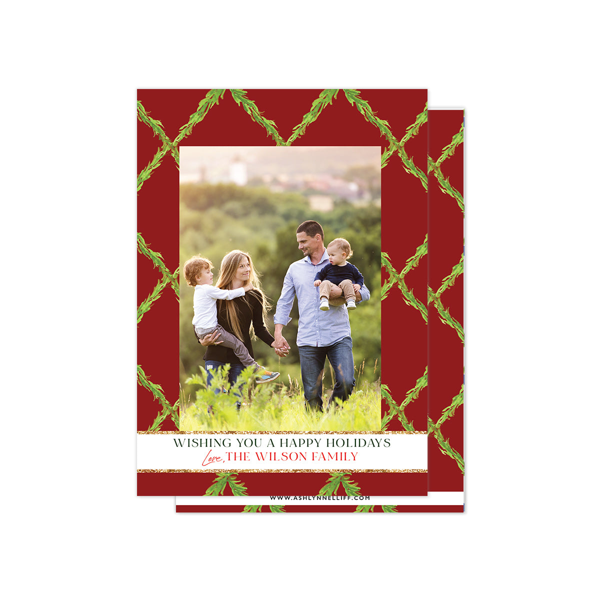Greenery Lattice Christmas Cards