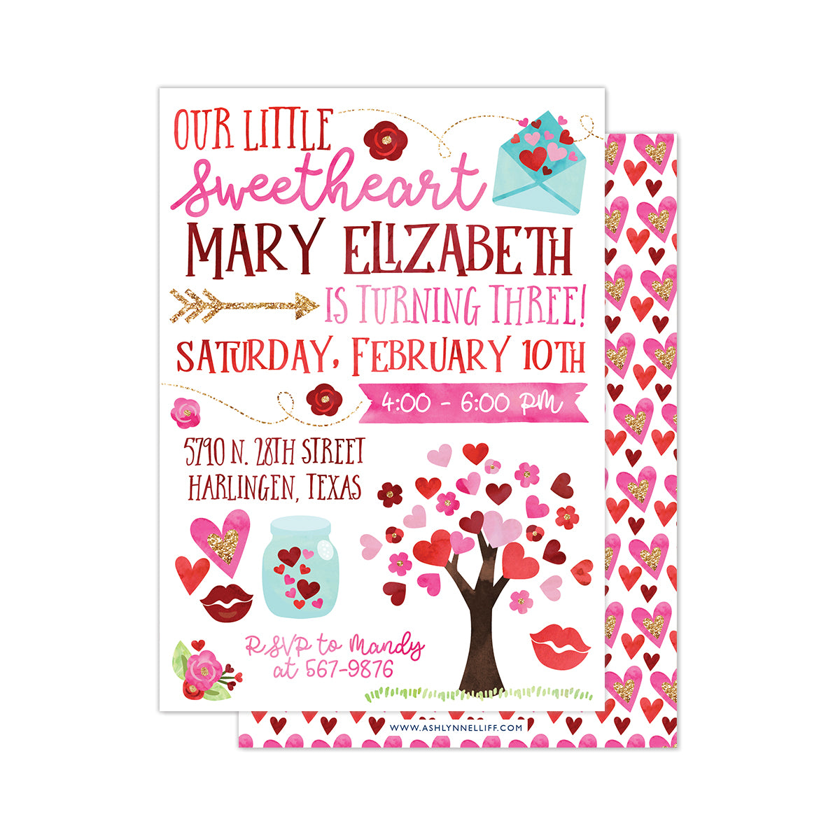 Hearts & Kisses Party Invitation