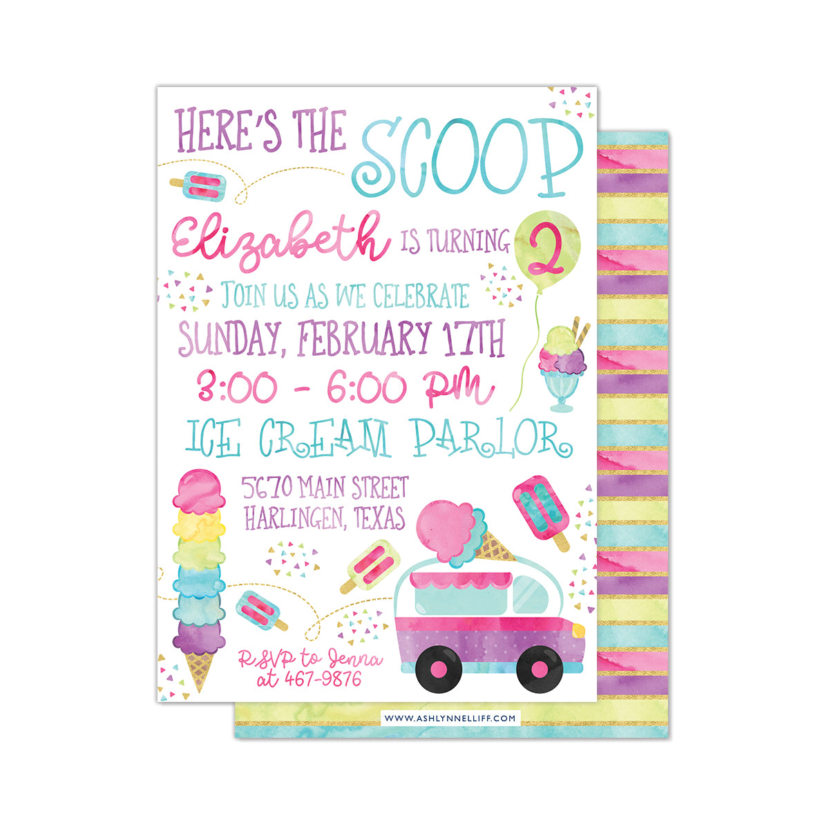 Here's the Scoop (Ice Cream) Party Invitation
