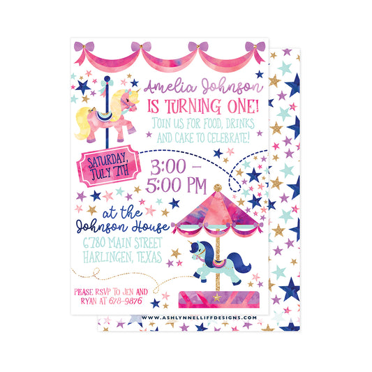 Horse Carousel Party Invitation