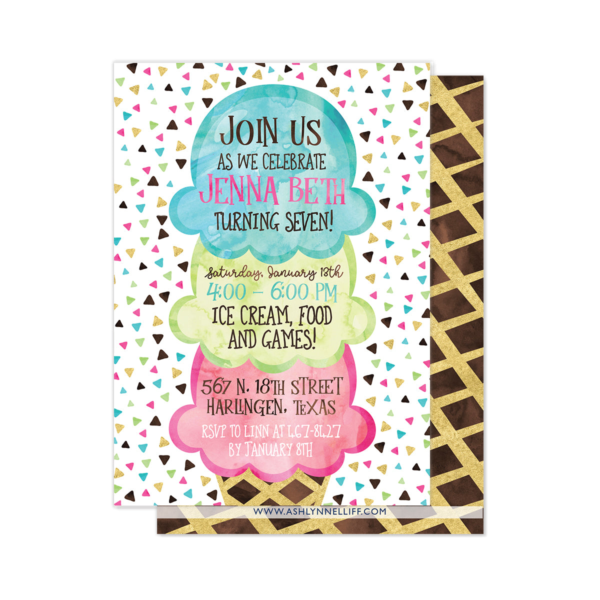 Ice Scream & Sprinkles Party Invitation