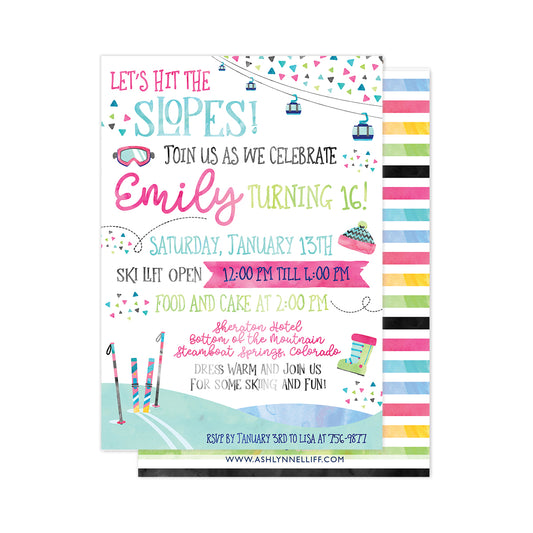 Let's Hit the Slopes (Skiing) Party Invitation