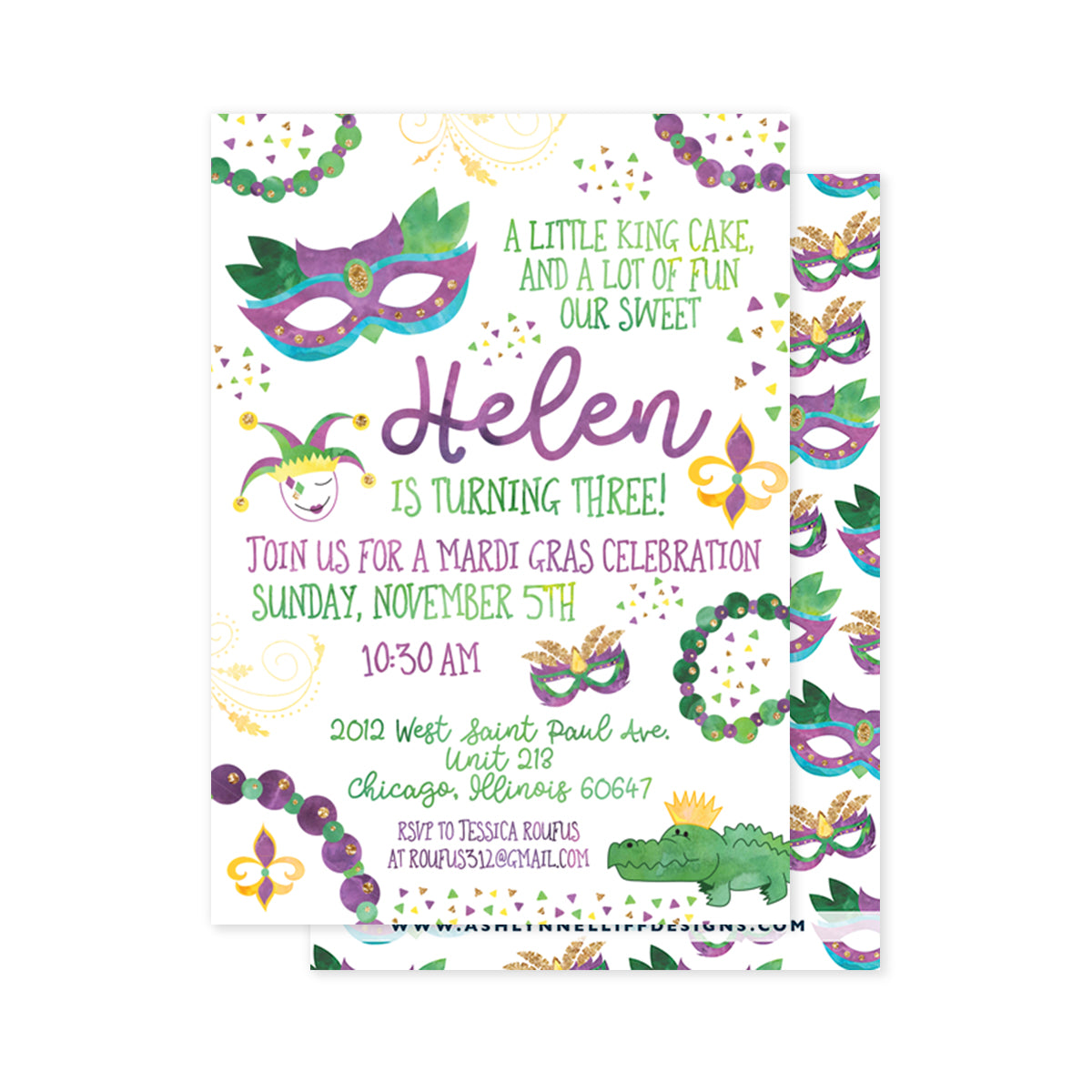 Mardi Gras Party Invitation