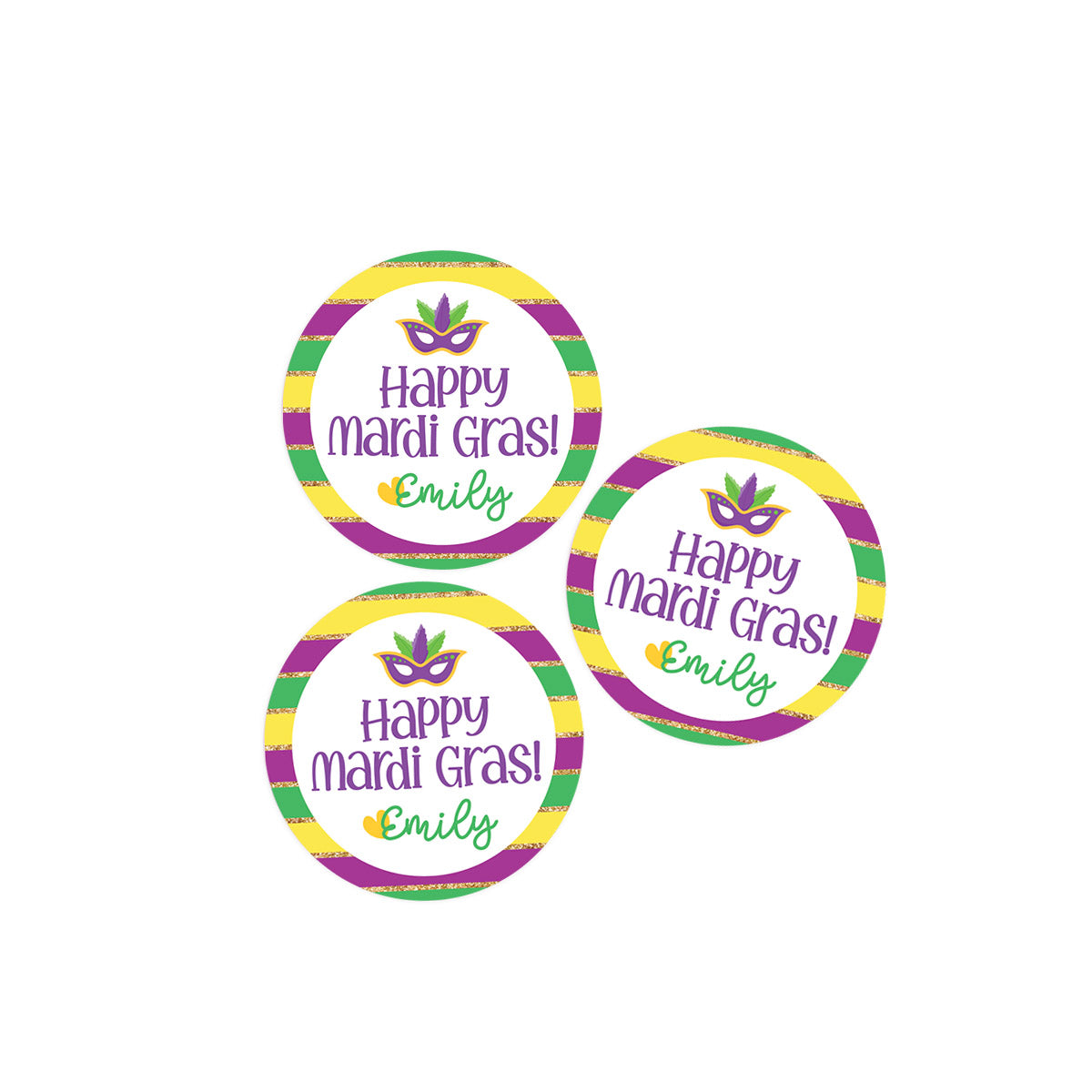 Mardi Gras Striped Stickers