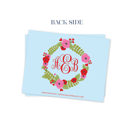 Monogram Floral Valentines Day Stationery
