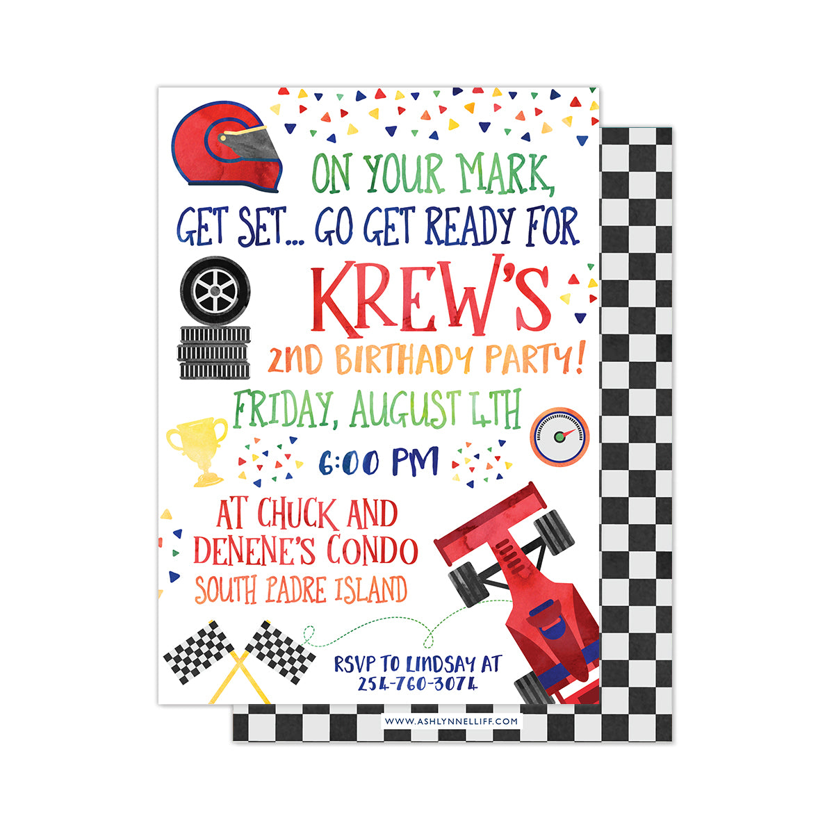 Nascar/Racecar Party Invitation
