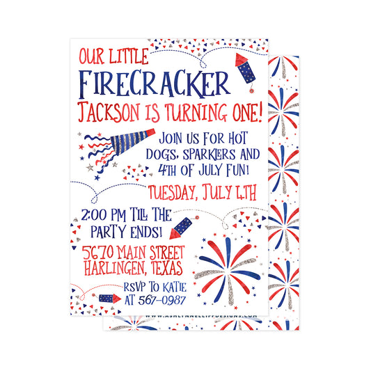 Our Little Firecracker Party Invitation