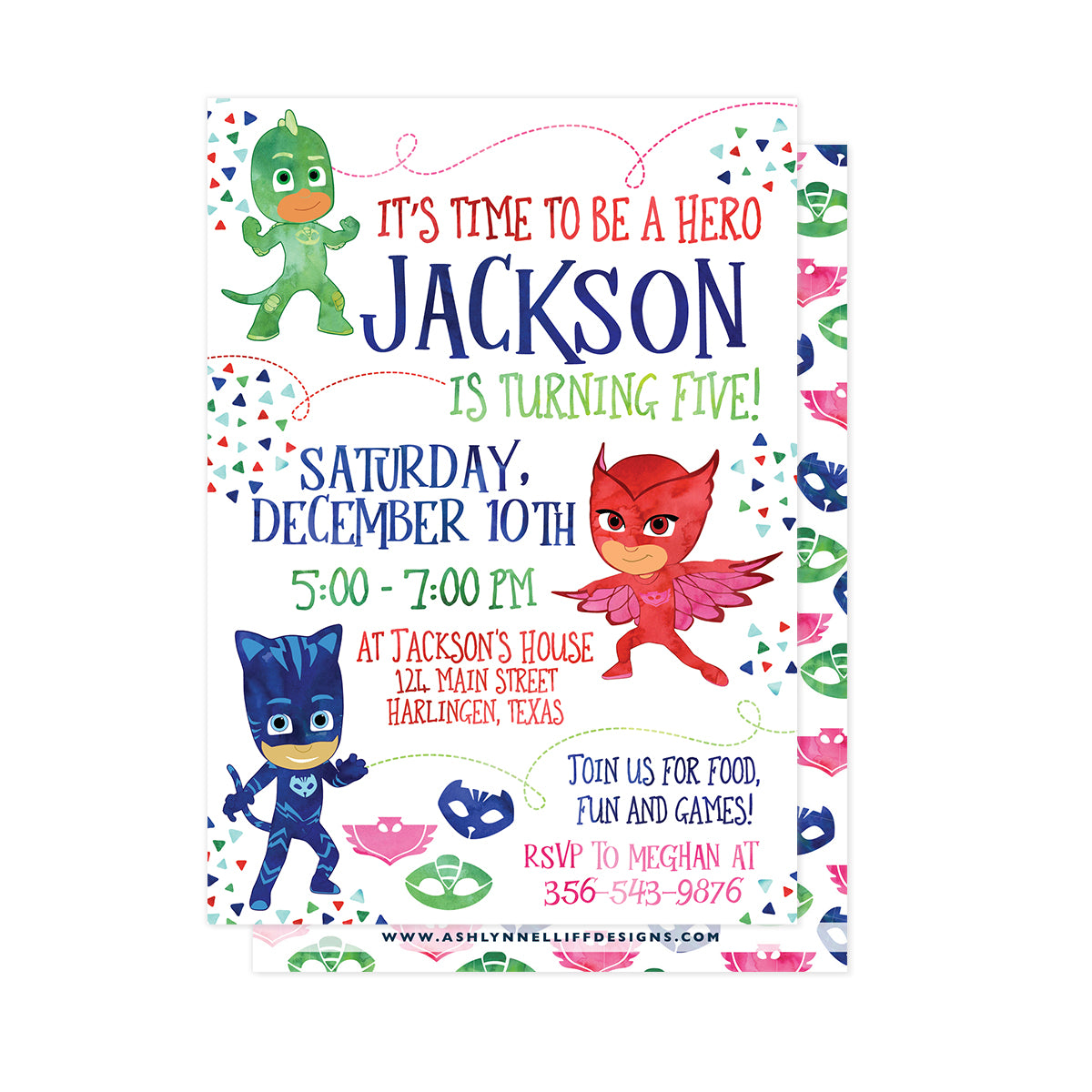 PJ Masks Party Invitation