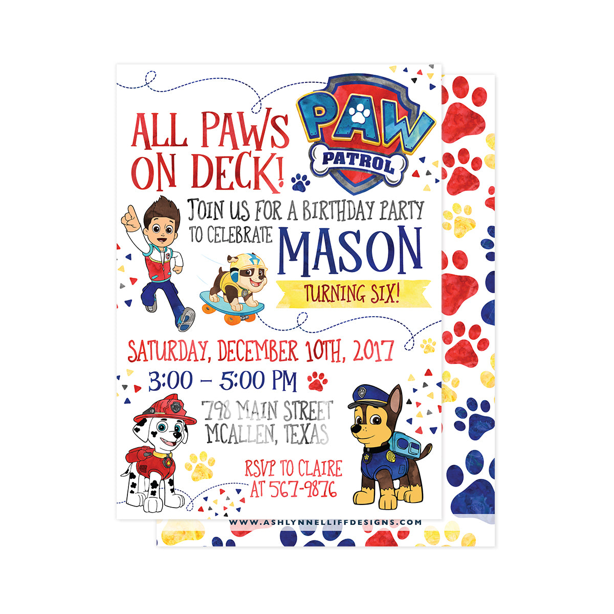 Paw Patrol Invitation
